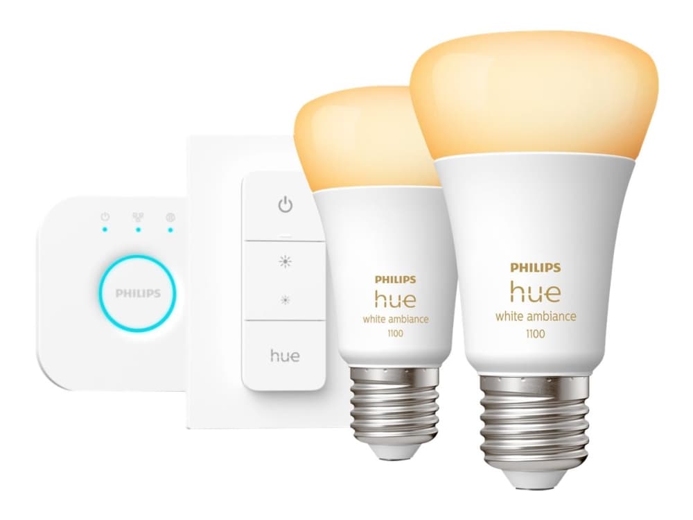Philips Hue White Ambiance Starter Kit - 2 x E27 1100 lm + Bridge + Dimming Switch