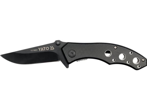 Yato YT-76051, Fällkniv med låsblad, Camper/scout, Drop point, Rostfritt stål, Gjuten aluminium, Rostfritt stål, Svart