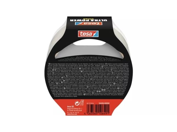 TESA Ultra Power, Läpinäkyvä, Korjaus, Polypropeeni (PP), Metalli, PVC-muovi, Karkea, Tasainen, 35 N/cm