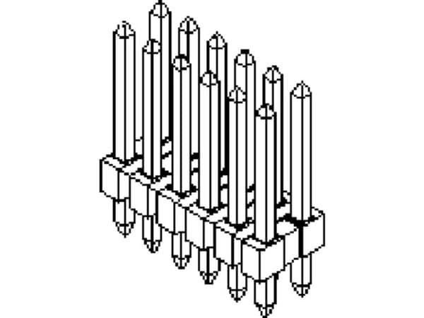 Molex 702871103 2.54mm Pitch C-Grid Header, Breakaway, Dual Row, Vertical, with Retention Pin, 14 Circuits, 6.10mm Mating