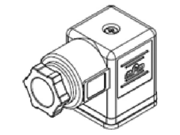 Molex 1210230612 mPm DIN Valve Connector, Form A-18mm, PG9 Internal Threads, 2 Pole Plus Ground, Black, Nitrile Gasket, Bu