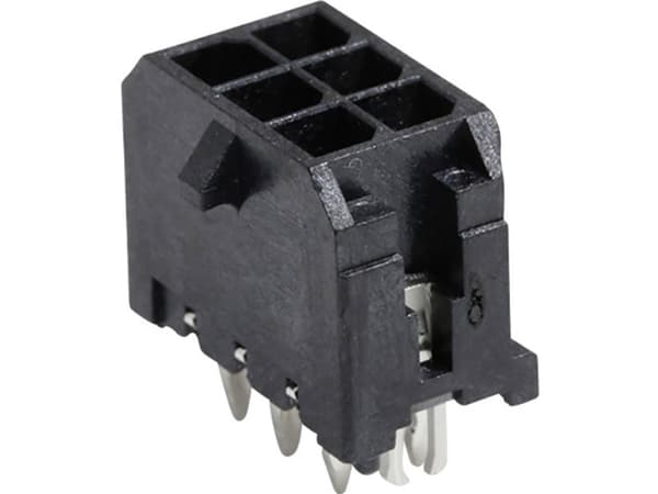 Molex 430450625 Micro-Fit 3.0 Vertical Header, 3.00mm Pitch, Dual Row, 6 Circuits, with PCB Press-fit Metal Retention Cli