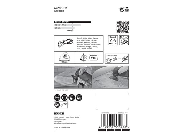 Bosch Expert AVZ 90 RT2 - Sanding plate - for løvtre, morter, fibre reinforced plastic, carpet adhesive - bredde: 90 mm - delta - grovkorn: 20