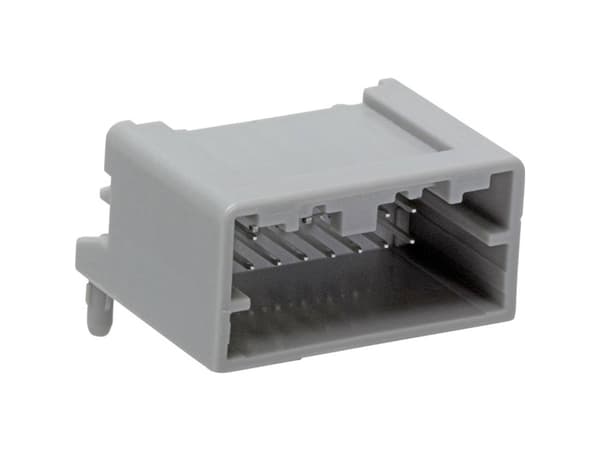 Molex 348260124 Mini50 Unsealed Right-Angle Header, Dual Row, 12 Circuit, Polarization Option A, 2.80mm Pin Length, Black