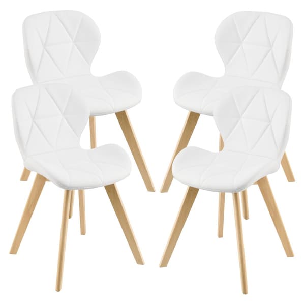 [en.casa] Stol Älmhult set om 4-81x57x49cm-konstläder-bok-vadderad-vit