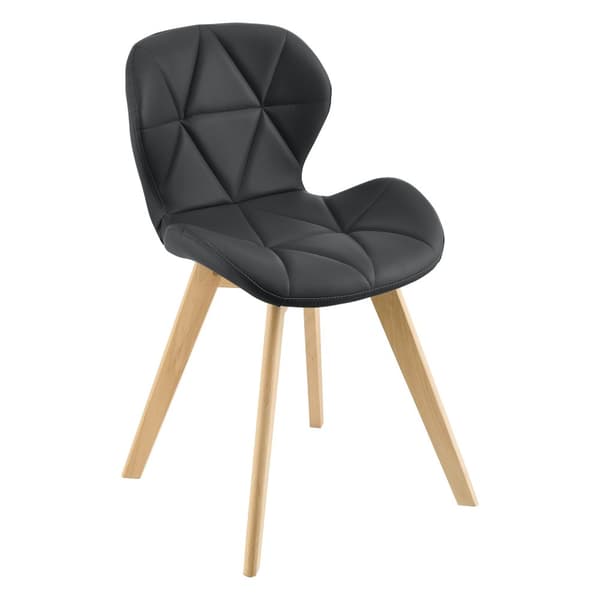 [en.casa] Stol Älmhult set om 4-81x57x49cm-konstläder-bok-vadderad-svart