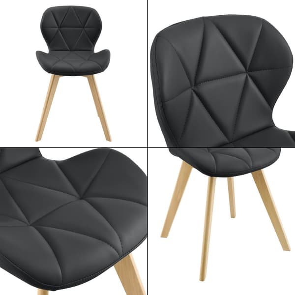 [en.casa] Stol Älmhult set om 4-81x57x49cm-konstläder-bok-vadderad-svart