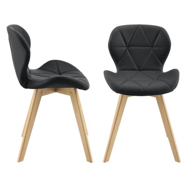 [en.casa] Stol Älmhult set om 4-81x57x49cm-konstläder-bok-vadderad-svart