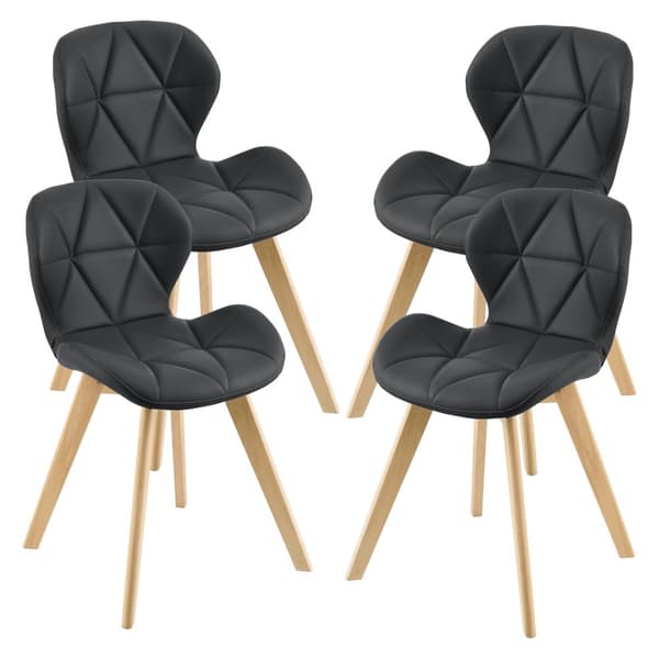 [en.casa] Stol Älmhult set om 4-81x57x49cm-konstläder-bok-vadderad-svart