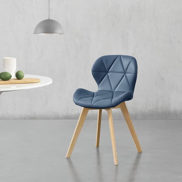 [en.casa] Stol Älmhul set om 4-81x57x49cm-konstläder-bok-vadderad-blå