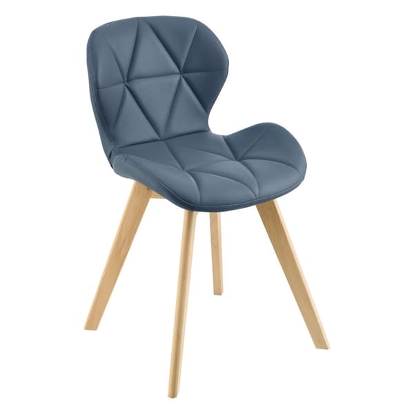 [en.casa] Stol Älmhul set om 4-81x57x49cm-konstläder-bok-vadderad-blå