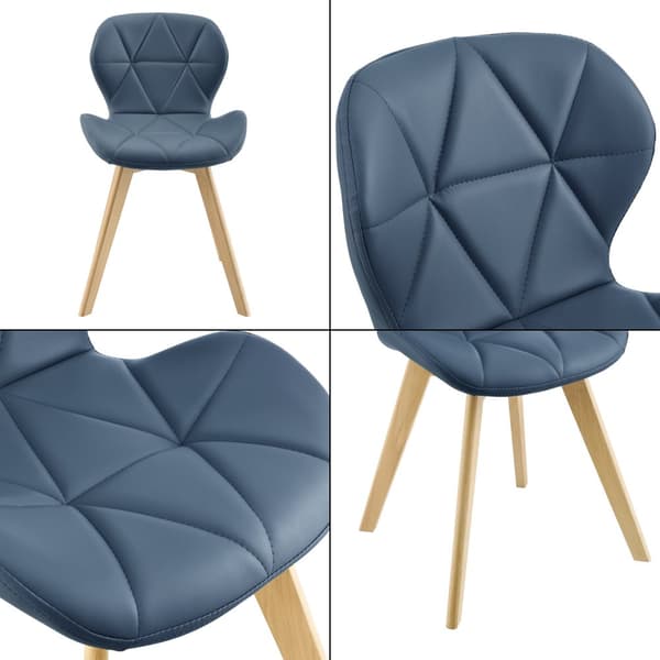 [en.casa] Stol Älmhul set om 4-81x57x49cm-konstläder-bok-vadderad-blå