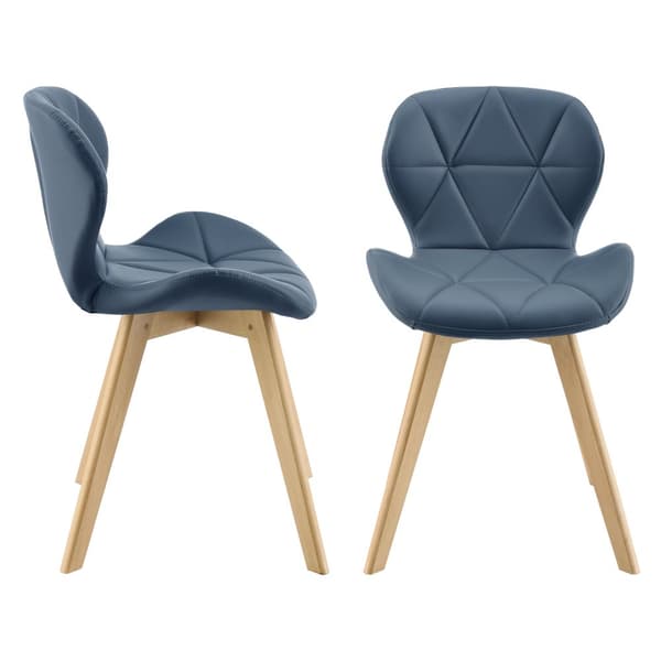 [en.casa] Stol Älmhul set om 4-81x57x49cm-konstläder-bok-vadderad-blå