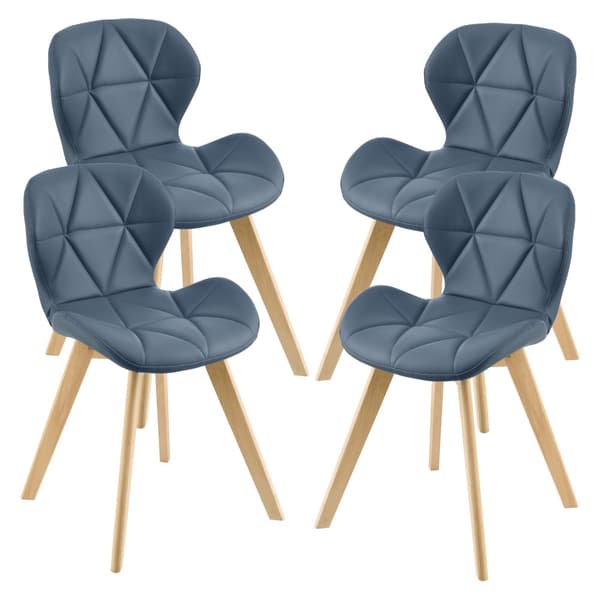 [en.casa] Stol Älmhul set om 4-81x57x49cm-konstläder-bok-vadderad-blå