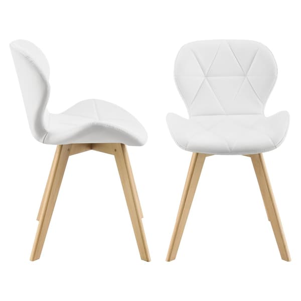 [en.casa] Stol Älmhult set om 6-81x57x49cm-konstläder-bok-vadderad-vit