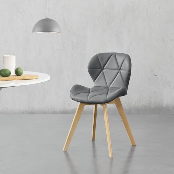 [en.casa] Stol Älmhult set om 6-81x57x49cm-konstläder-bok-vadderad-grå