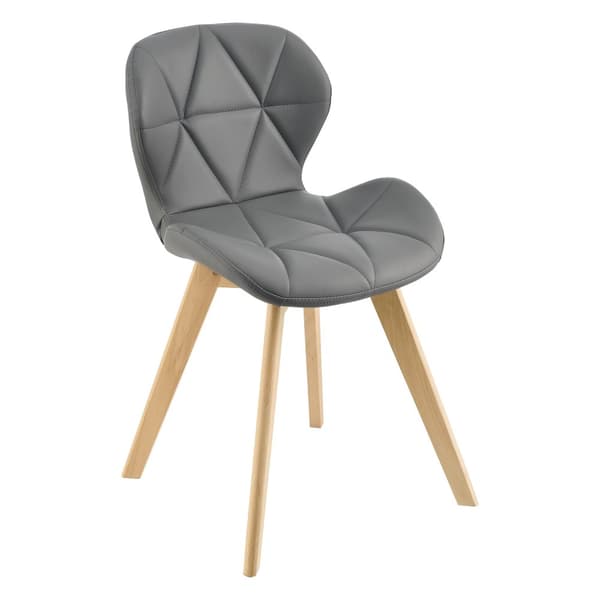 [en.casa] Stol Älmhult set om 6-81x57x49cm-konstläder-bok-vadderad-grå