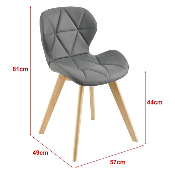 [en.casa] Stol Älmhult set om 6-81x57x49cm-konstläder-bok-vadderad-grå
