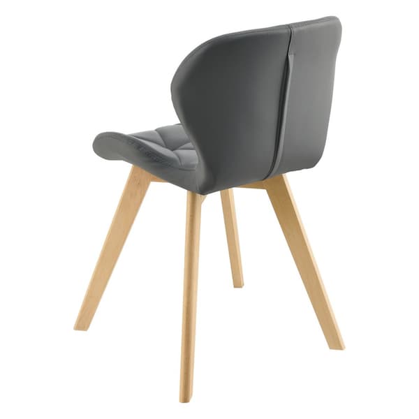 [en.casa] Stol Älmhult set om 6-81x57x49cm-konstläder-bok-vadderad-grå