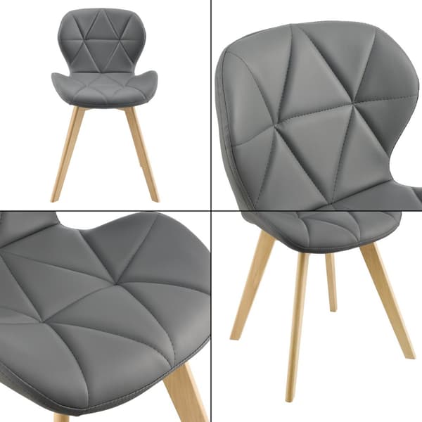 [en.casa] Stol Älmhult set om 6-81x57x49cm-konstläder-bok-vadderad-grå