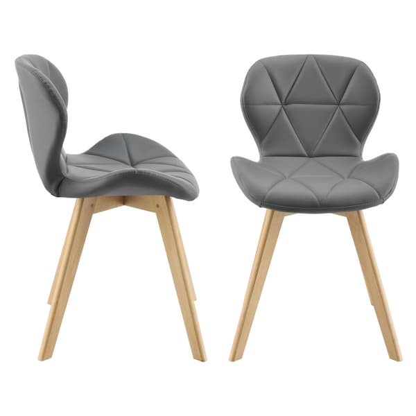[en.casa] Stol Älmhult set om 6-81x57x49cm-konstläder-bok-vadderad-grå
