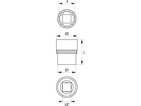 Yato Nasadka Spline 1/2" 15mm (YT-1467)