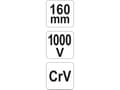 Miniatyrbilde 5 av 5: Yato YT-21160, Endekuttende tang, Kromvanadiumstål, 1000 V, 160 mm