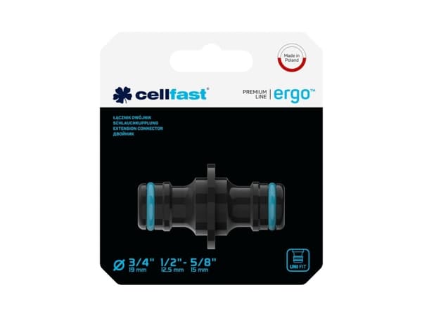CELLFAST 53-200, Slanganslutning, 3/4 5/8 1/2 3/8", Hane/Hane, Svart
