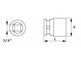 JONNESWAY SLAGSTØTTE 3/4" 19mm CR-MO