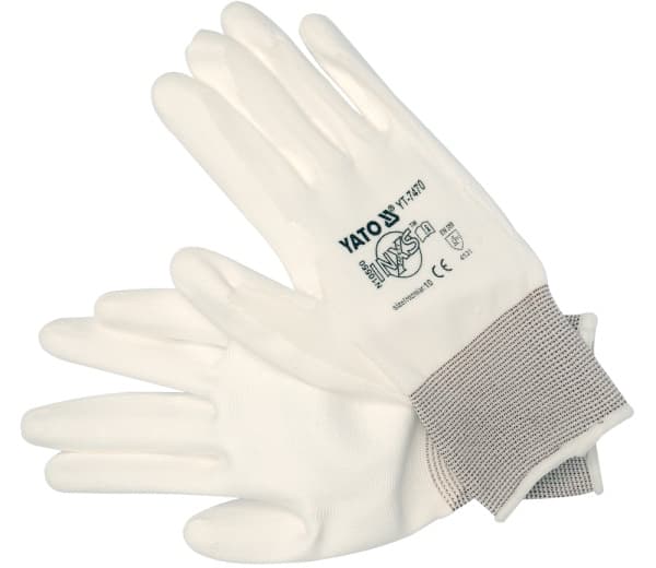 Yato YT-7470, Nylon, Polyurethan, Hvit, Unisex, L, 1 par