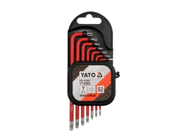 Yato YT-0562, L-torxavainsetti, T10, T15, T20, T25, T27, T30, T9, Metallinen, Punainen, Terästä, 7 kpl