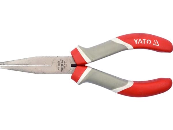 Yato YT-2029, Flat nebbtang, Kull stål, Polypropylen (PP), Termoplastisk gummi (TPR), Grå, Rød, 160 mm