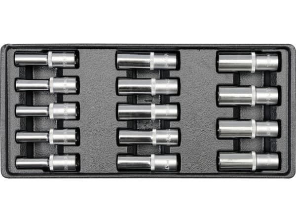 Yato YT-5539, Støpselsett, 1/2", Metrisk, 14 hoder, 8,9,10,11,12,13,14,15,16,17,18,19,20,21 mm, Krom-molybden-stål