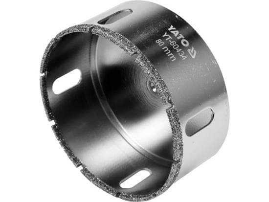 Yato YT-60434, Borr, Diamantoborrskär, 8 cm, Keramiska, Sten, Kolstål, Cylindriskt skaft