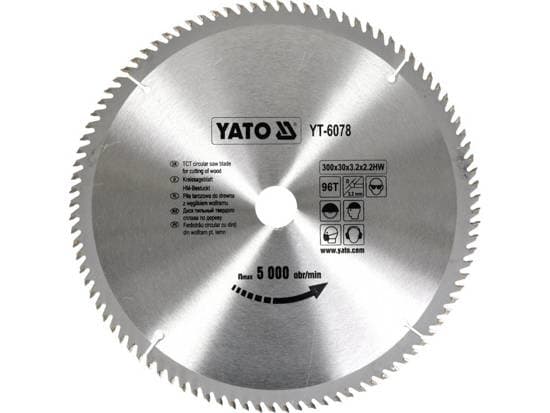 Yato YT-6078, Plast, Trä, 30 cm, 3 cm, Tungsten Carbide Tipped (TCT), 2,2 mm, 5000 RPM