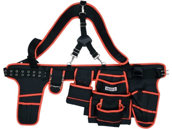 Yato YT-74071, Verktygsbälte, Svart, Orange, Polyester, 12 fickor, 600 D, 130 cm