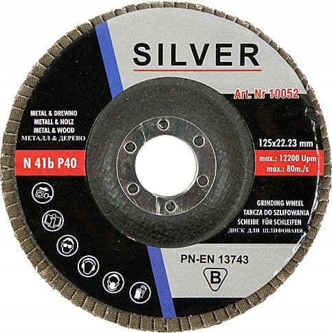 Silver flikhjul 125mm P40 konvex (10052)