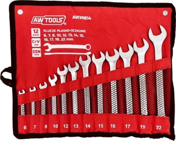 AWTools skiftnyckelsats 12 delar, 6mm-22mm, matt 6,7,8,10,12,13,14,15,16,17,19,22 (AW39814)