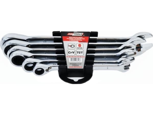 AWTOOLS RATCHETING COMBINATION WRENCHES SET OF 6 pcs. 8-19mm