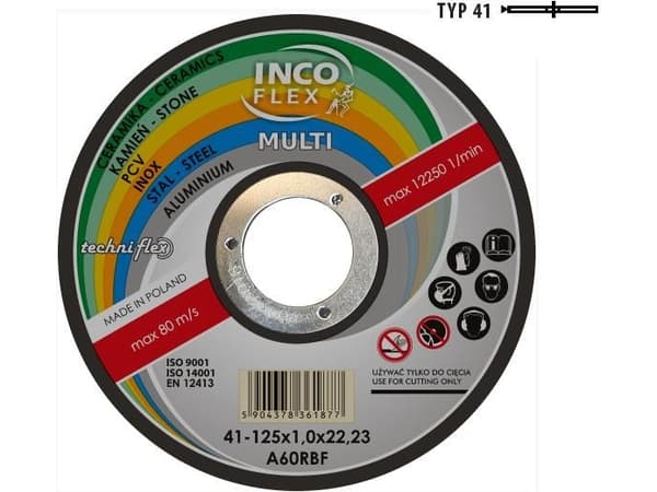 Techniflex universalrondell för metall, pvc, betong 125 x 1,6 mm (M415-125-1.6-22A46Rm)