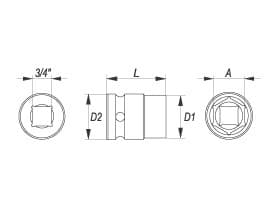 YATO iskuhylsy 3/4" 36mm 1086