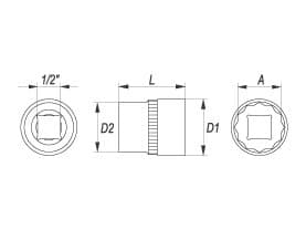 Yato YT-1284, Stikkontakt, 1/2", Metrisk, 1 hoder, 22 mm, Kromvanadiumstål