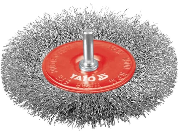 Yato YT-4758, Førpoleringsbørste, 4500 RPM, 10 cm, Rød, Rustfritt stål
