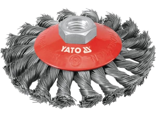 Yato YT-4763, Førpoleringsbørste, 12500 RPM, 10 cm, Rød, Stål