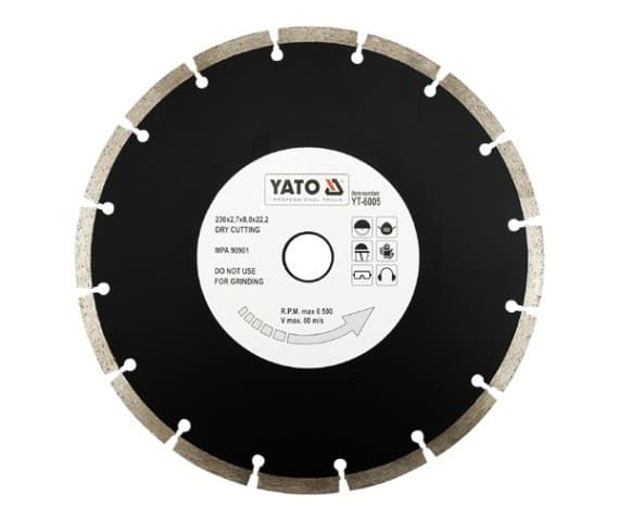 Yato YT-6005, Kutteskive, Murstein, Betong, Granitt, Murverk, Stein, Yato, 2,22 cm, 23 cm, 2,7 mm