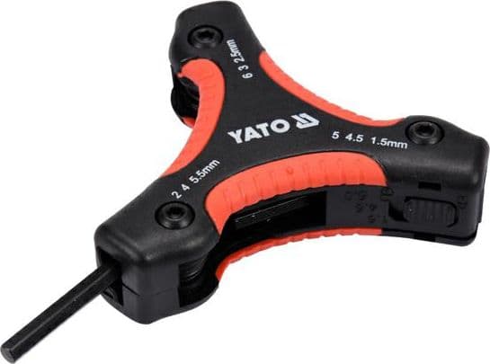 Yato YT-05644, Kolmipäinen kuusiokoloavain, Metrinen/brittiläinen, 26 kpl, Polypropeeni (PP), Termoplastinen kumi (TPR), Kromivanadiini-teräs, 1.5,2,