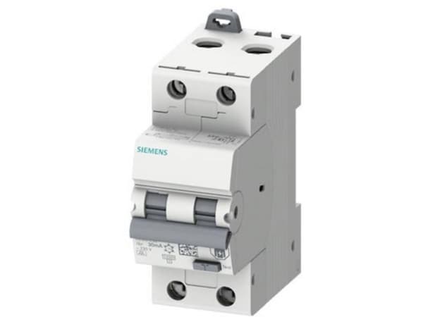 Siemens 5SU13246FP06 RCD/virtakatkaisija Mekaanisella sulakkeen ilmaisulla Sulakkeen koko = 2 2-napainen 6 A 0,03 A