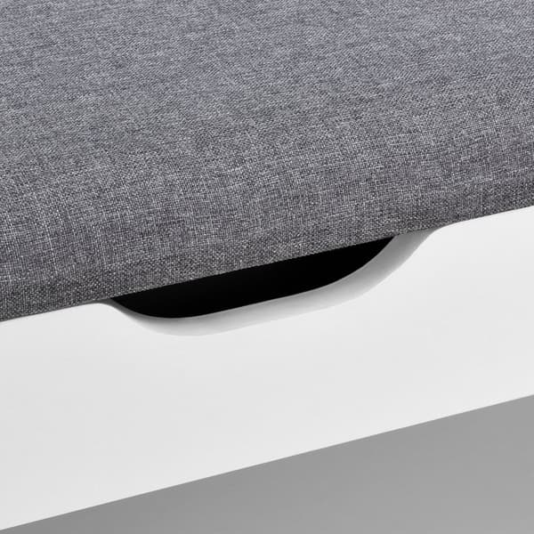 [en.casa] Bänk med skoförvaring Gentofte-skobänk med dyna-46x60x30cm-spånskiva-textil-vit-grå-plats för 4 par skor