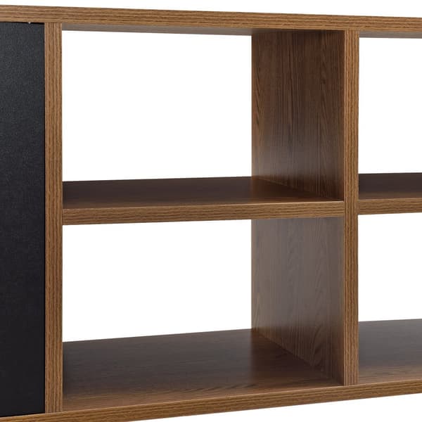 [en.casa] Sidobord Gnesta-53x120x30cm-trä-melaminbelagd spånskiva-svart-mörk träfärg-2 dörrar med tryck-och-öppna-funktionen-6 fack