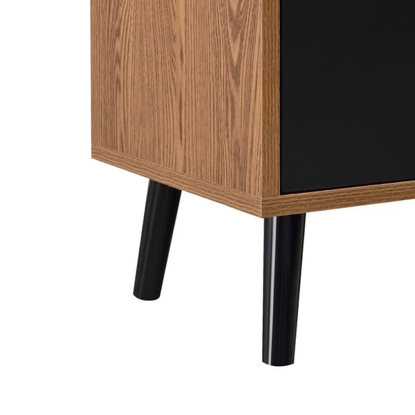 [en.casa] Sidobord Gnesta-53x120x30cm-trä-melaminbelagd spånskiva-svart-mörk träfärg-2 dörrar med tryck-och-öppna-funktionen-6 fack